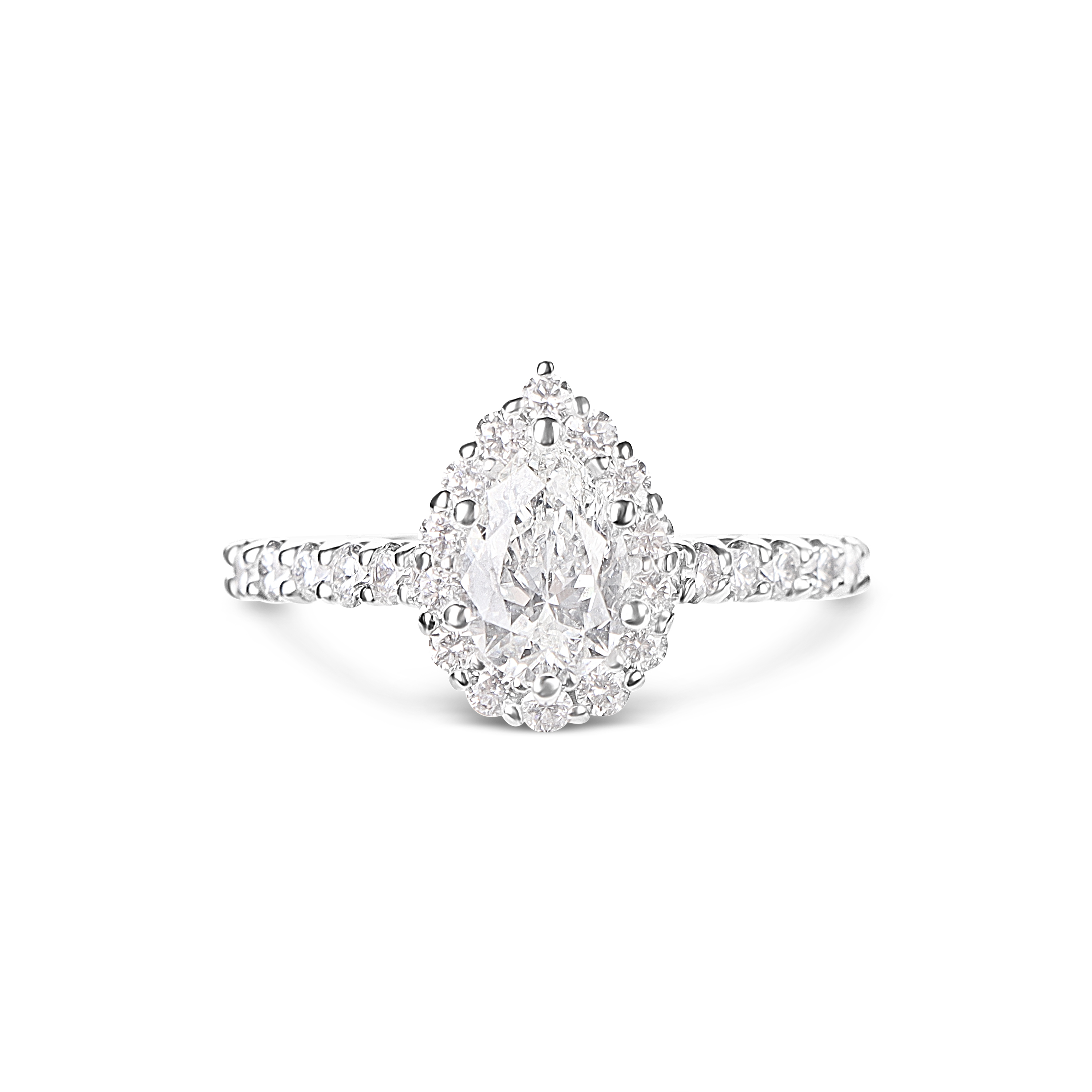 Shared Prong Pear Diamond Ring